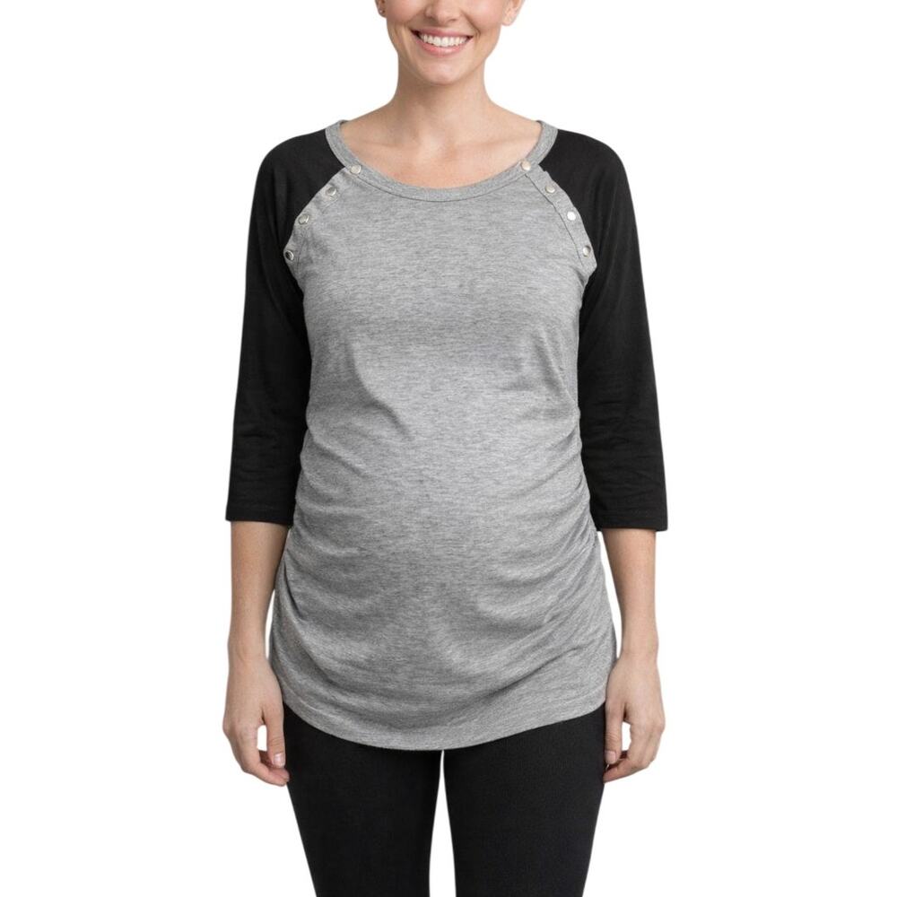 Laila Jayde 3/4 Sleeve Raglan Maternity Top Black White Women Size XL NWT